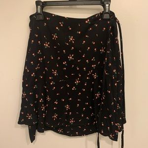 Floral Wrap Skirt in Black Floral